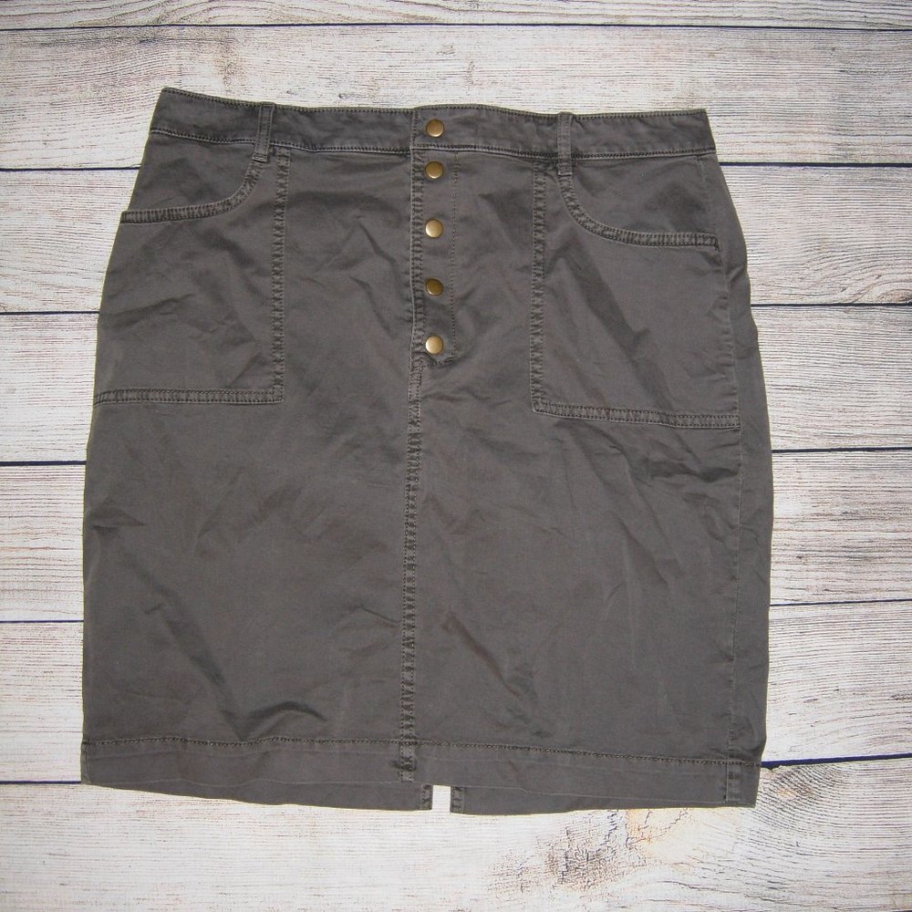 Banana Republic Olive Snap Front Skirt 12